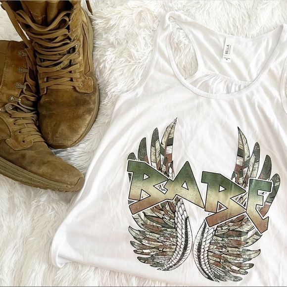 Winged camo Babe Racerback Tank, Sz XL - Picture 9 of 9